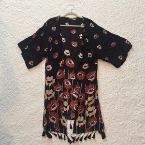 UO Kimchi Blue Poppy Kimono Shawl Cardigan